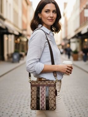 Coach Signature Canvas Crossbody with Logo Stripe